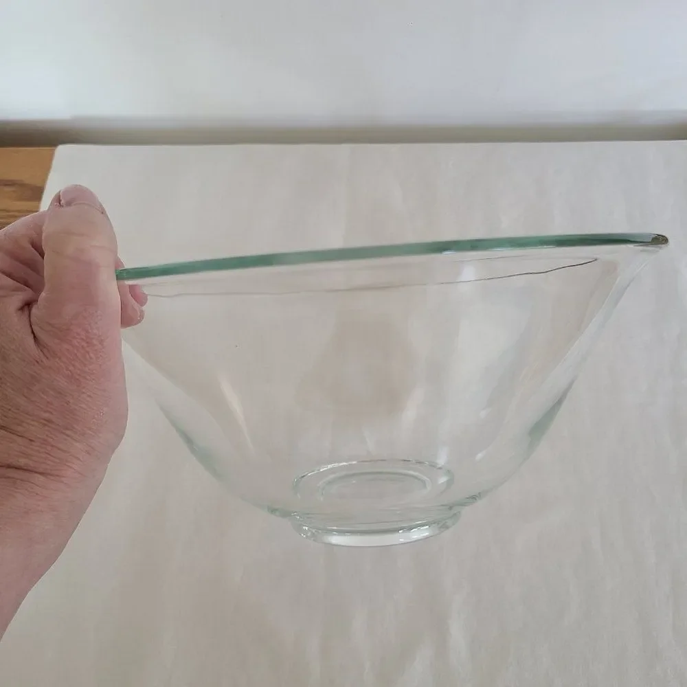 Two Elegant Heavy Clear Glass Crystal Serving or Mixing Bowls - Quality Glass